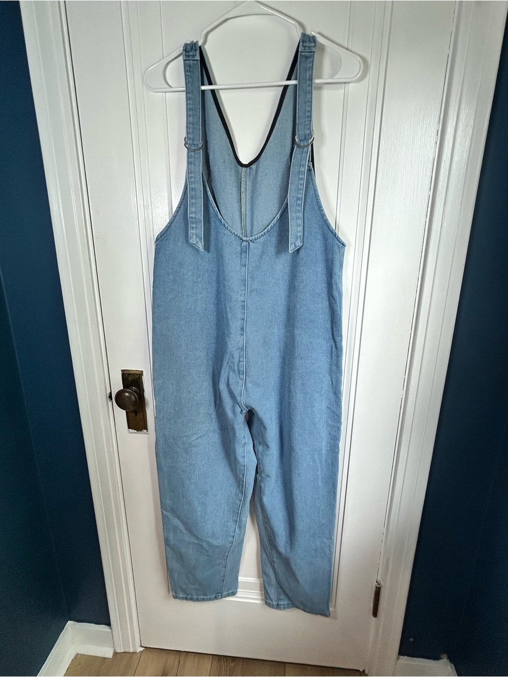 Light Wash Denim Overalls with Front Pockets - Picture 9 of 11